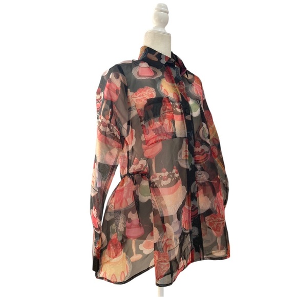 Lisa Says Gah Semi Sheer Button Front Top NWT The Dessert Table Collection - Picture 3 of 10